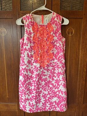 Crewcuts Pink and Coral Embroidered Floral Shift Dress